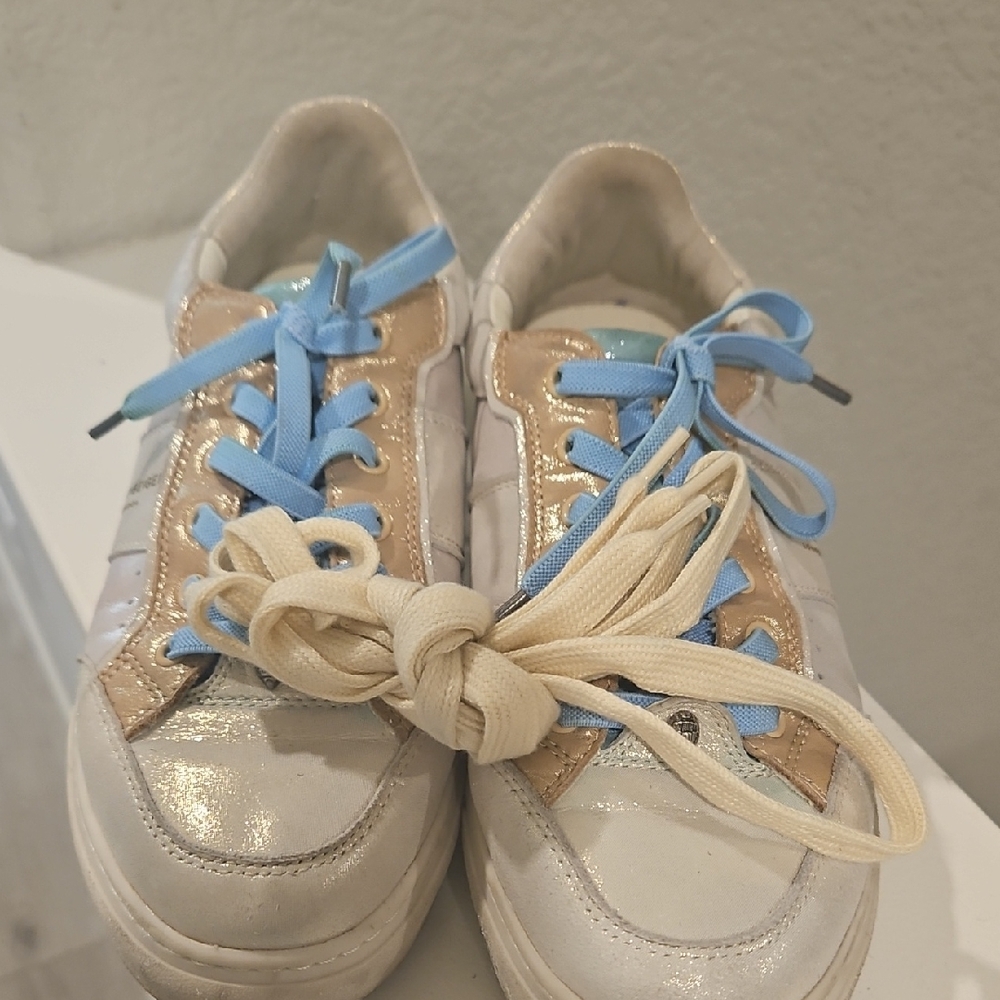 Kurt Geiger White and Gold Sneakers